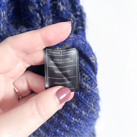 BB Dakota Cable Knit Chunky Sweater Blue Gray Diagonal Zipper Women's M Acrylic - Picture 8 of 12